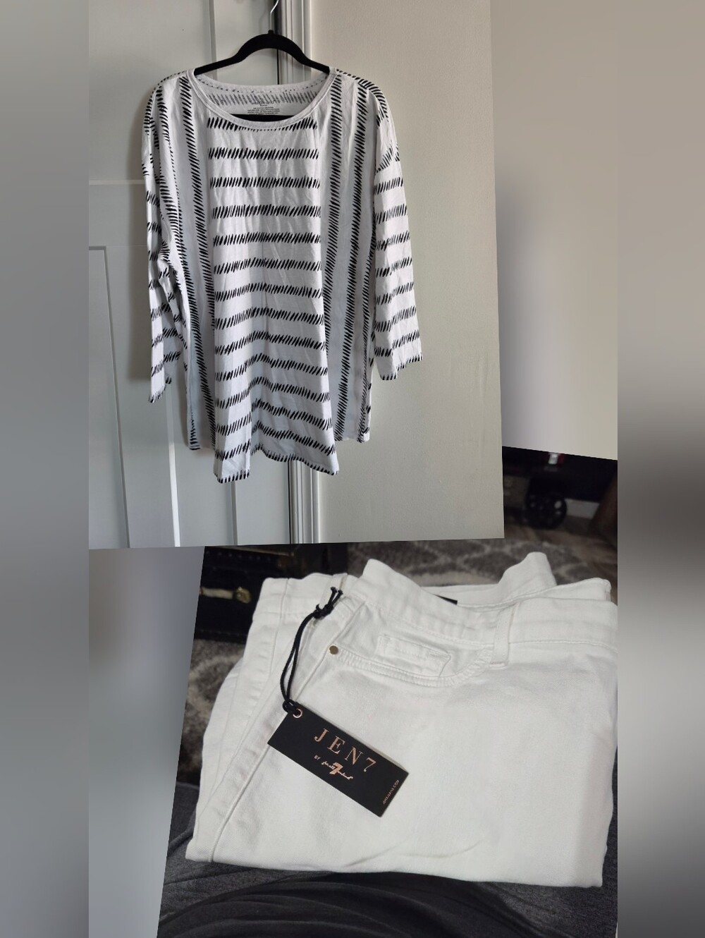 Westbound Woman Top 2X & White Jean Shorts 18 JEN7 For All Mankind New With Tags